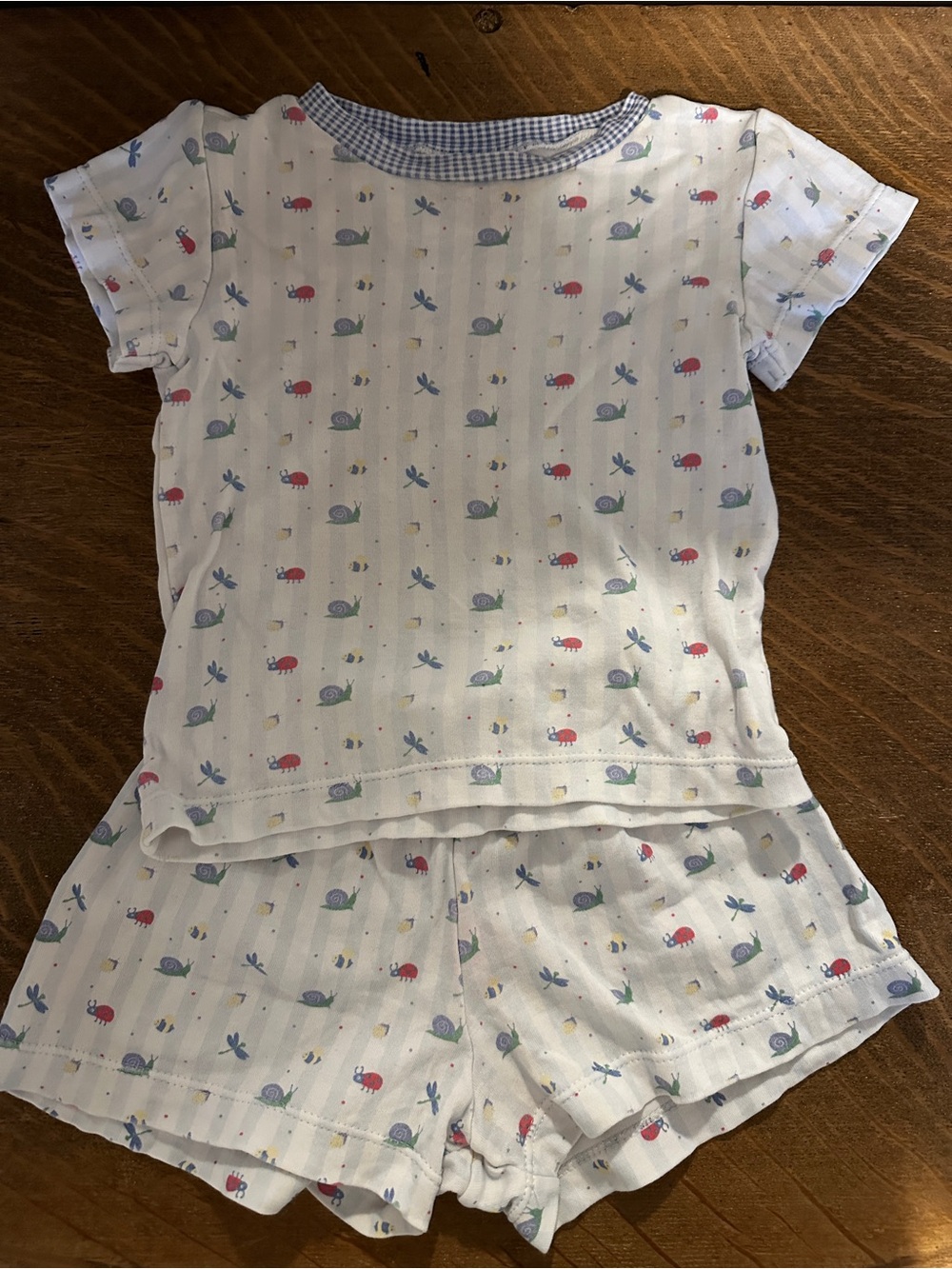 Lullaby Set White Short Sleeve Pajama Set with Red & Blue Bug Print